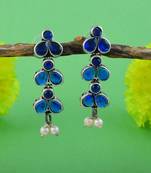 Blue color oxidised earrings
