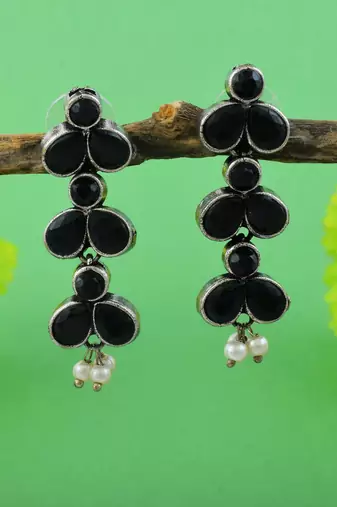 Black color oxidised earrings