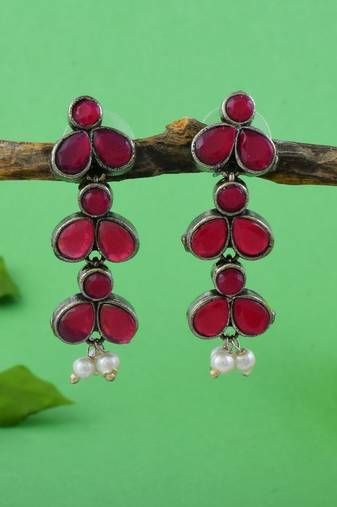 Maroon color oxidised earrings