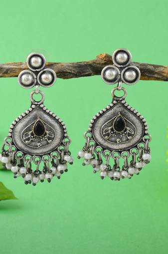 Black color oxidised earrings