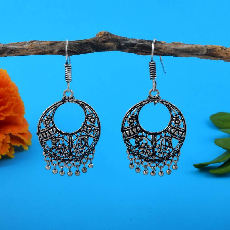 Silver color oxidised earrings