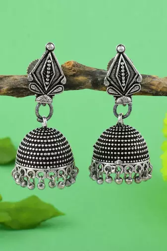Silver color oxidised earrings