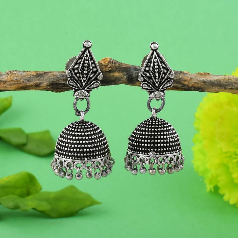 Silver color oxidised earrings