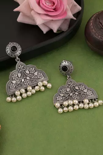 Blue color oxidised earrings
