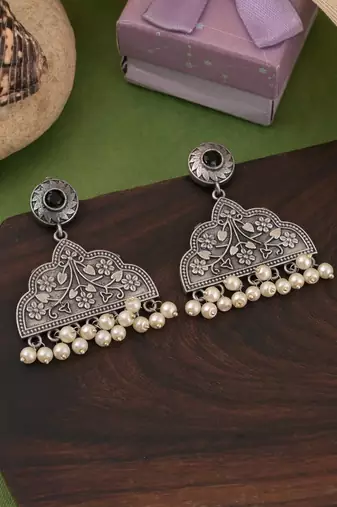 Blue color oxidised earrings