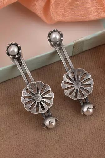Silver color oxidised earrings