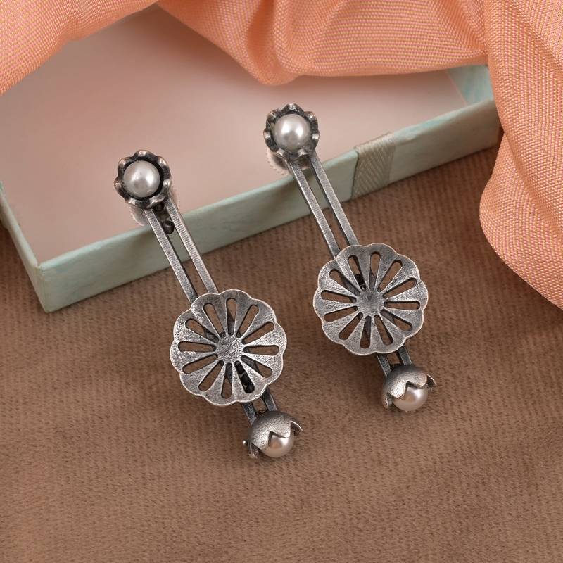 Silver color oxidised earrings