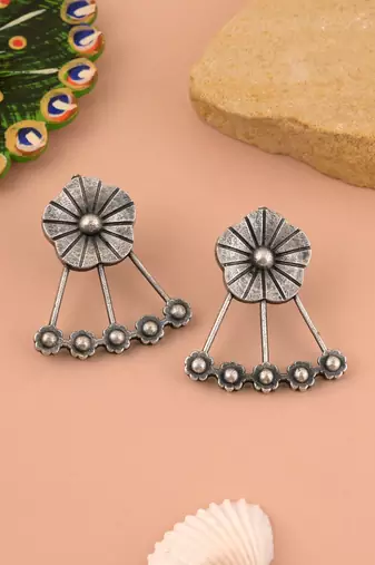 Silver color oxidised earrings