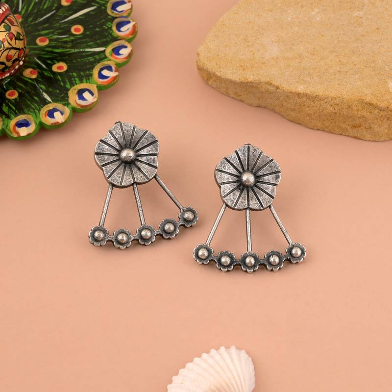 Silver color oxidised earrings