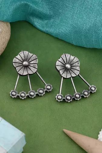Silver color oxidised earrings