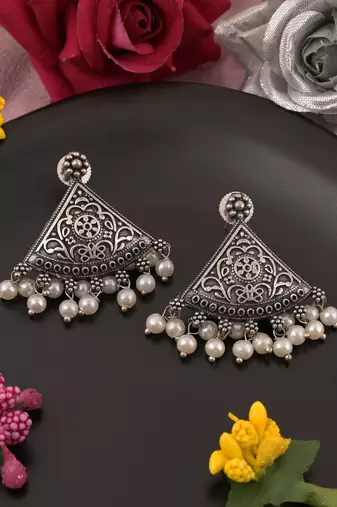 Silver color oxidised earrings