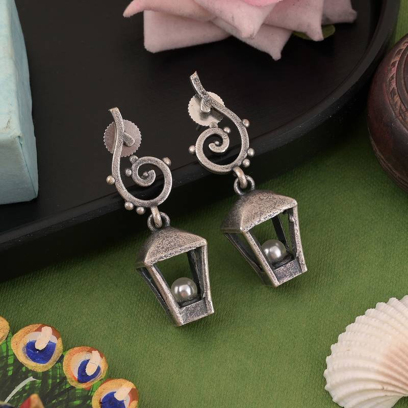 Silver color oxidised earrings