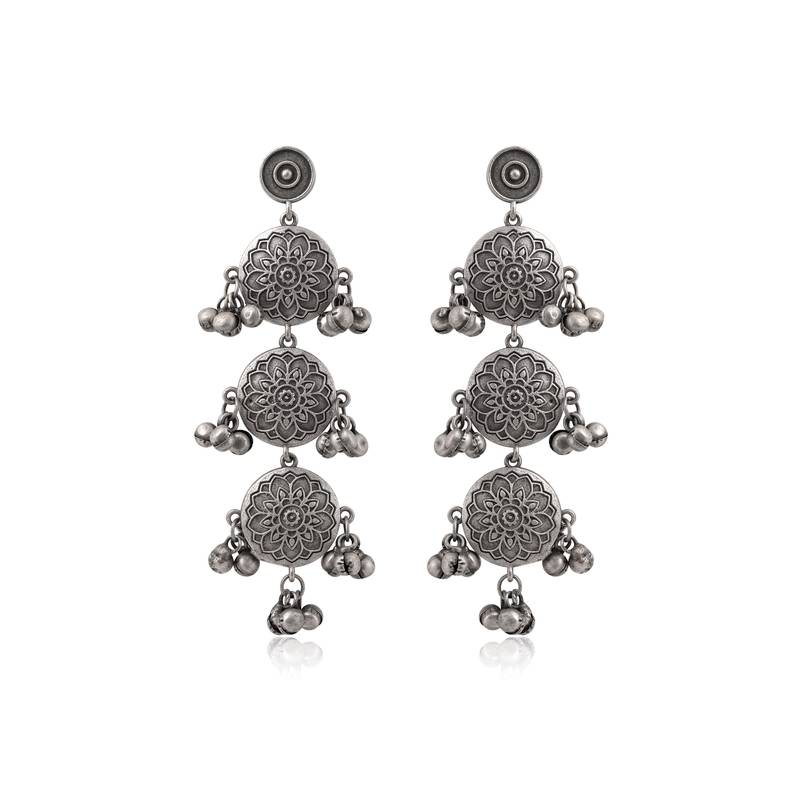 Silver color oxidised earrings
