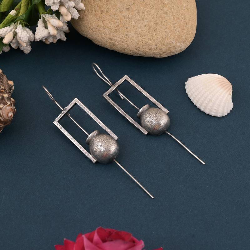 Silver color oxidised earrings