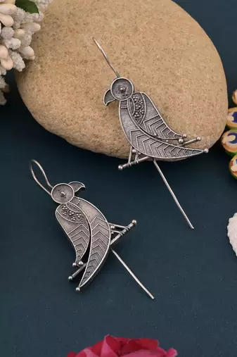 Silver color oxidised earrings