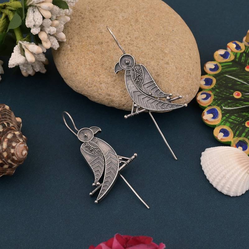 Silver color oxidised earrings