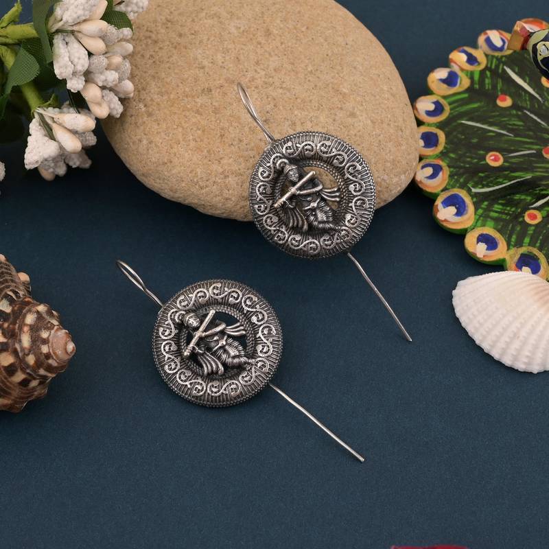 Silver color oxidised earrings