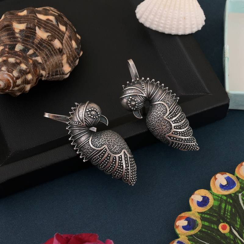 Silver color oxidised earrings