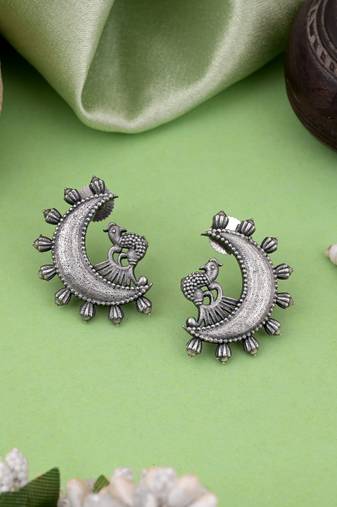 Silver color oxidised earrings