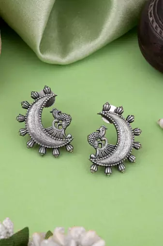 Silver color oxidised earrings