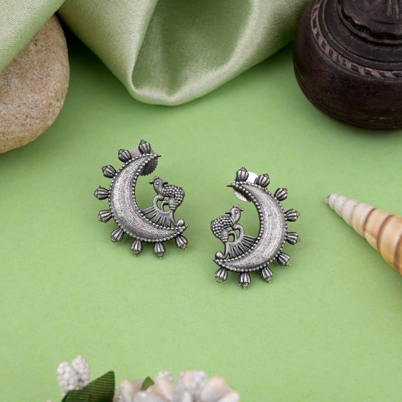 Silver color oxidised earrings