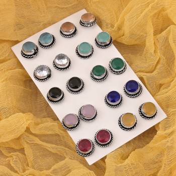 Assorted color oxidised stud earrings combo of 10 pairs 1