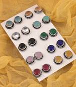 Assorted color oxidised stud earrings combo of 10 pairs