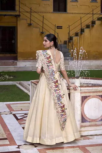 Raspberry Radiance Sequined & Thread Embroidered Chaniya Choli with Lace Detailing
