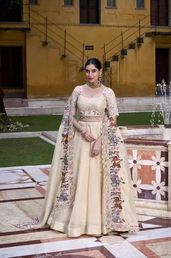 Raspberry Radiance Sequined & Thread Embroidered Chaniya Choli with Lace Detailing