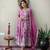 Pink angrakha Style Embroidered Anarkali Kurti Pant Dupatta Set