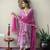 Pink angrakha Style Embroidered Anarkali Kurti Pant Dupatta Set
