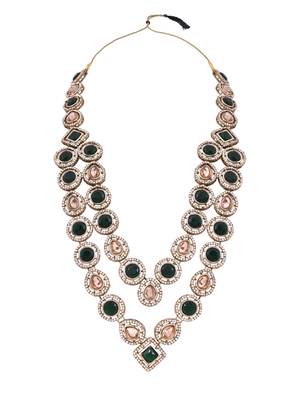 Gold plated traditional designer kundan long adjustable necklace for women (ij068g) 3