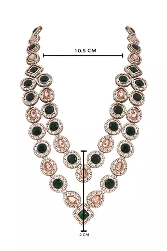 Gold plated traditional designer kundan long adjustable necklace for women (ij068g)