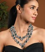 Silver plated traditional designer kundan long adjustable necklace for women (ij068zg)