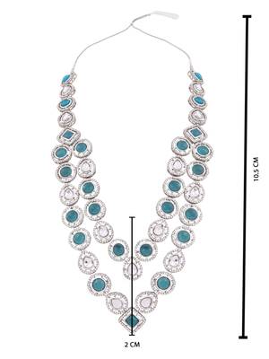 Silver plated traditional designer kundan long adjustable necklace for women (ij068zg) 5