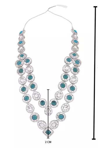 Silver plated traditional designer kundan long adjustable necklace for women (ij068zg)
