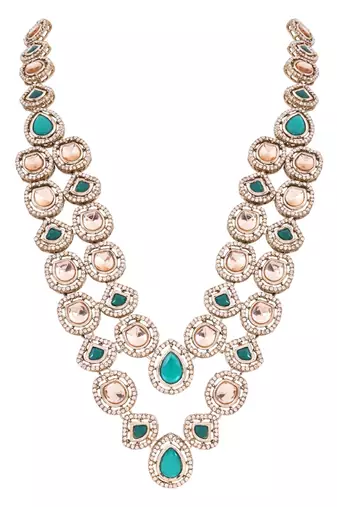 Gold plated traditional designer kundan long adjustable necklace for women (ij069g)