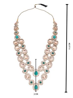 Gold plated traditional designer kundan long adjustable necklace for women (ij069g) 5