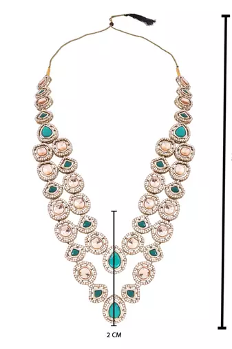 Gold plated traditional designer kundan long adjustable necklace for women (ij069g)