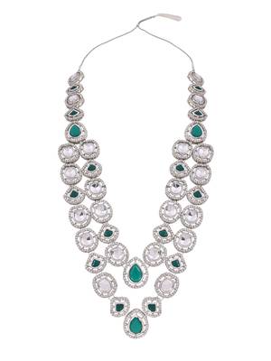 Silver plated traditional designer kundan long adjustable necklace for women (ij069zg) 4