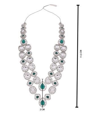 Silver plated traditional designer kundan long adjustable necklace for women (ij069zg) 5