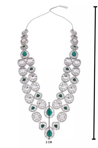 Silver plated traditional designer kundan long adjustable necklace for women (ij069zg)