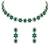 Silver plated traditional stone design necklace set with earrings & maang tika for women (silver green)