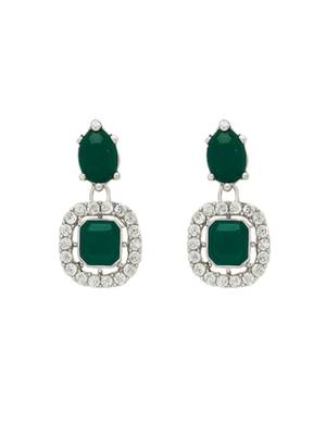Silver plated traditional stone design necklace set with earrings & maang tika for women (ij399zg) 4