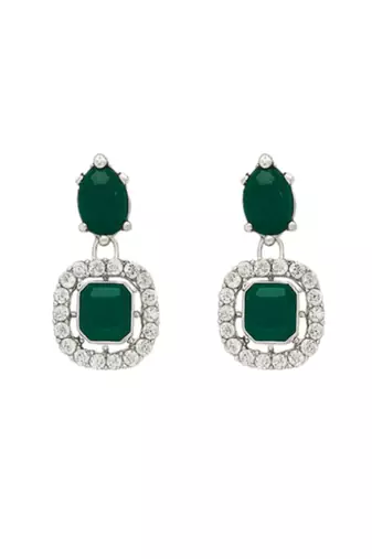 Silver plated traditional stone design necklace set with earrings & maang tika for women (ij399zg)