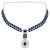 Silver plated elegant leaf motif necklace set with earrings & maang tika for women (ij402zmo)