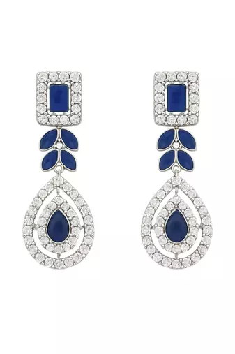 Silver plated elegant leaf motif necklace set with earrings & maang tika for women (ij402zmo)