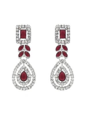 Silver plated elegant leaf motif necklace set with earrings & maang tika for women (ij402zwi) 4
