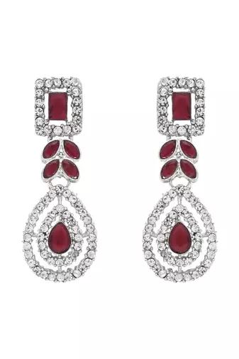 Silver plated elegant leaf motif necklace set with earrings & maang tika for women (ij402zwi)