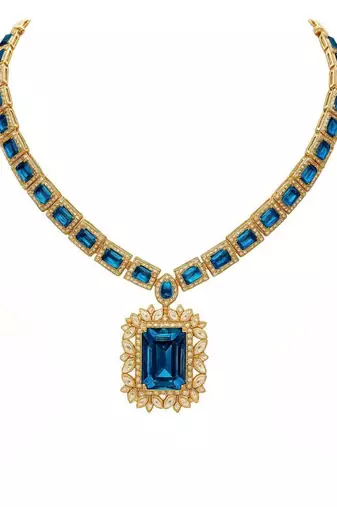 Gold plated classic square motif necklace set with earrings for women (ij404mo)